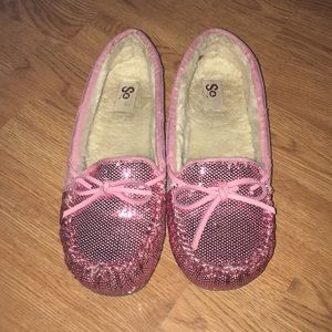 Pink Glitter Moccasins